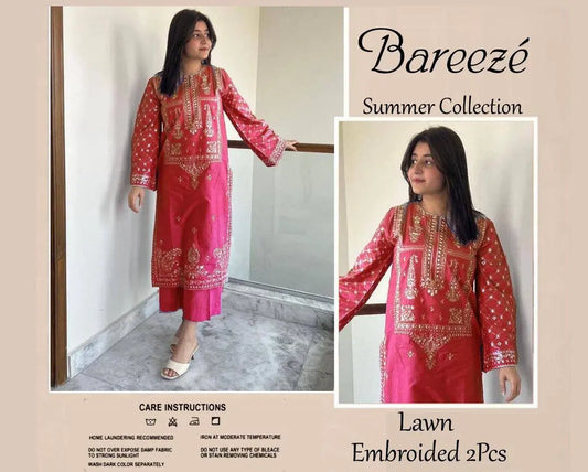2 Pcs Women's Unstitched Embroidered Suit