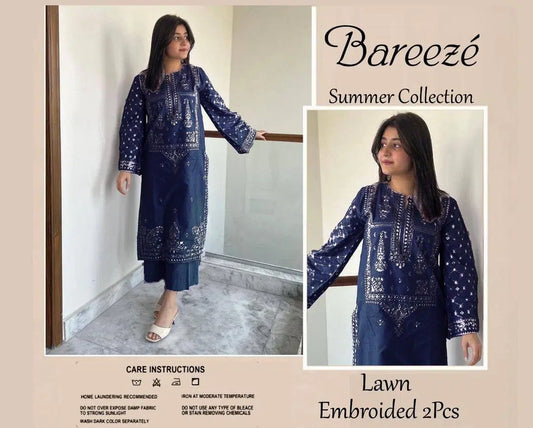 2 Pcs Women's Unstitched Embroidered Suit