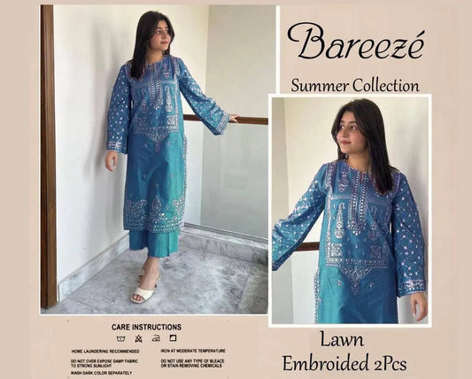 2 Pcs Women's Unstitched Embroidered Suit